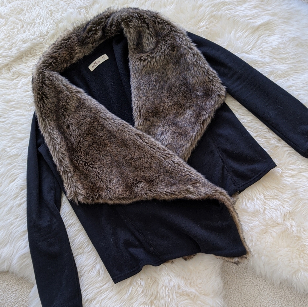 Hollister fur cardigan